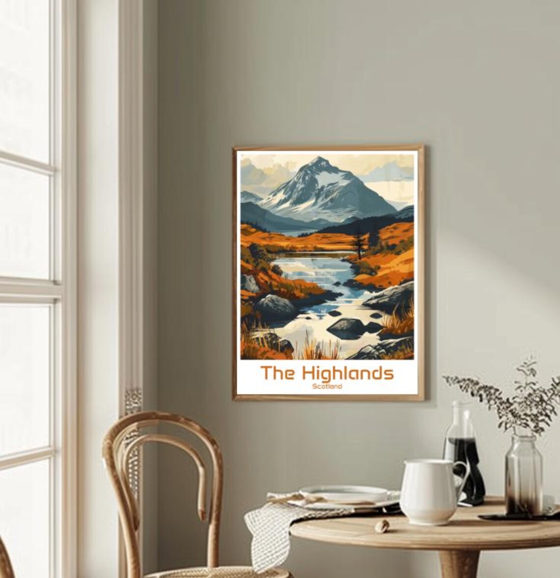 The Highlands Scotland Mountain Lake Autumn Moor Vintage Travel Poster - Image 2