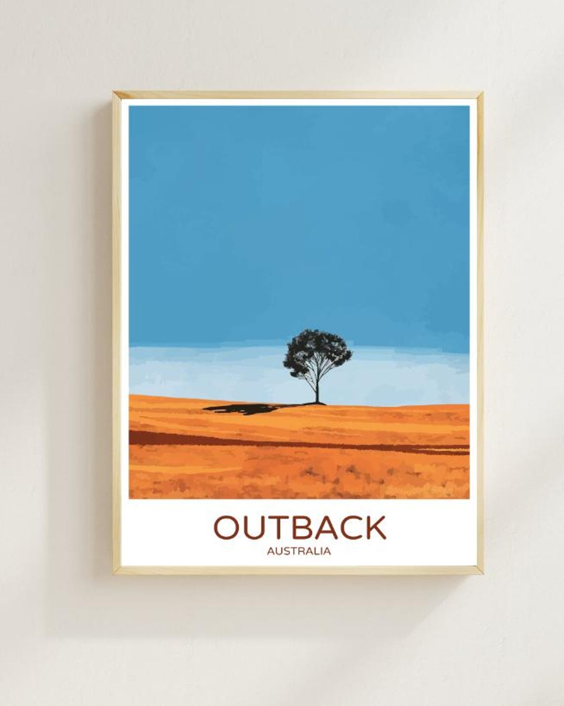 Outback Australia Desert Minimalist Landscape Travel Poster Gift Decor