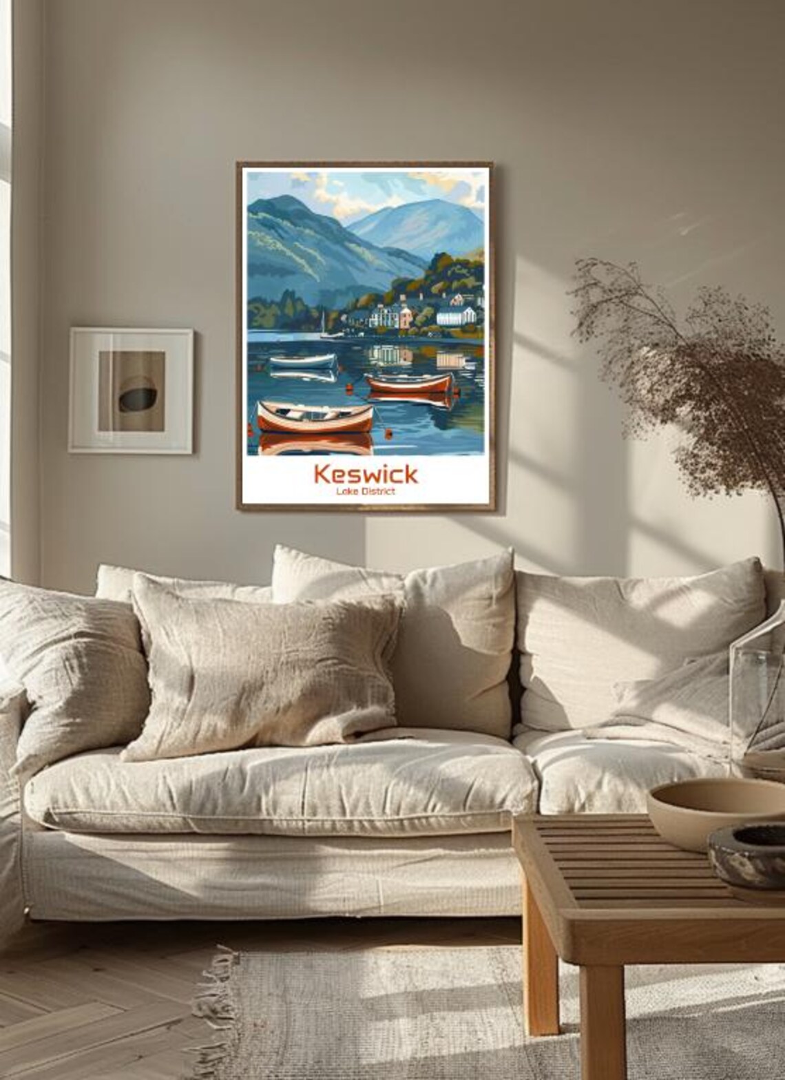 Keswick Lake District Rowing Boats Mountain Lake England Travel Poster - Image 3