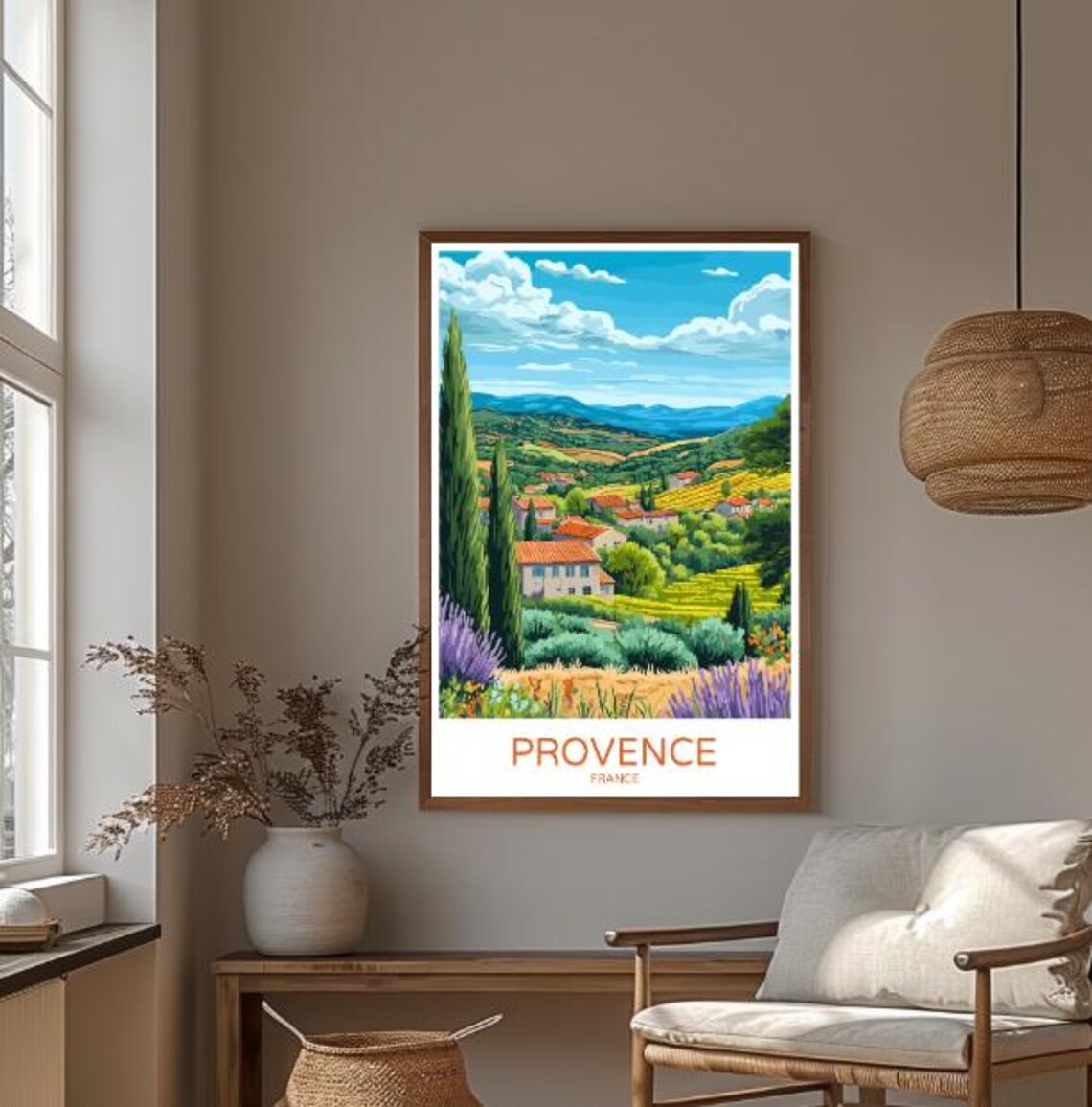 Provence France Travel Poster Lavender Fields Village Countryside View - Image 3