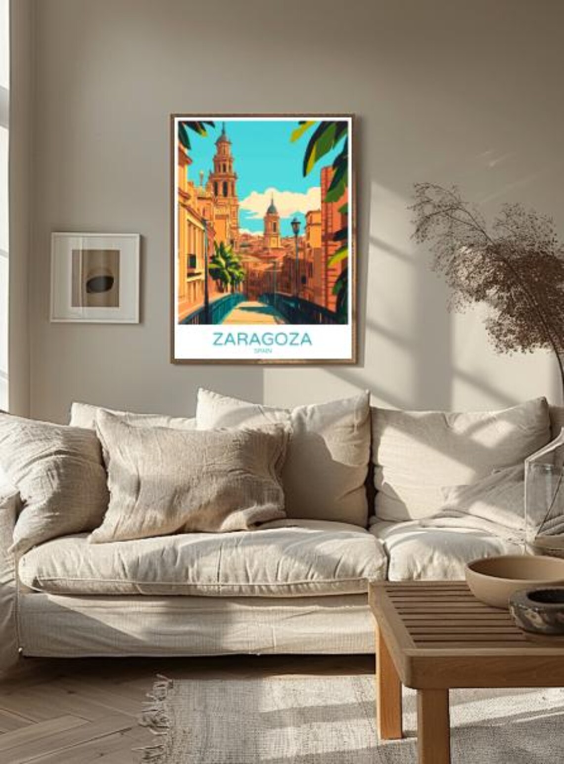 Zaragoza Spain Old Town Historic Street Church Towers Poster - Image 2