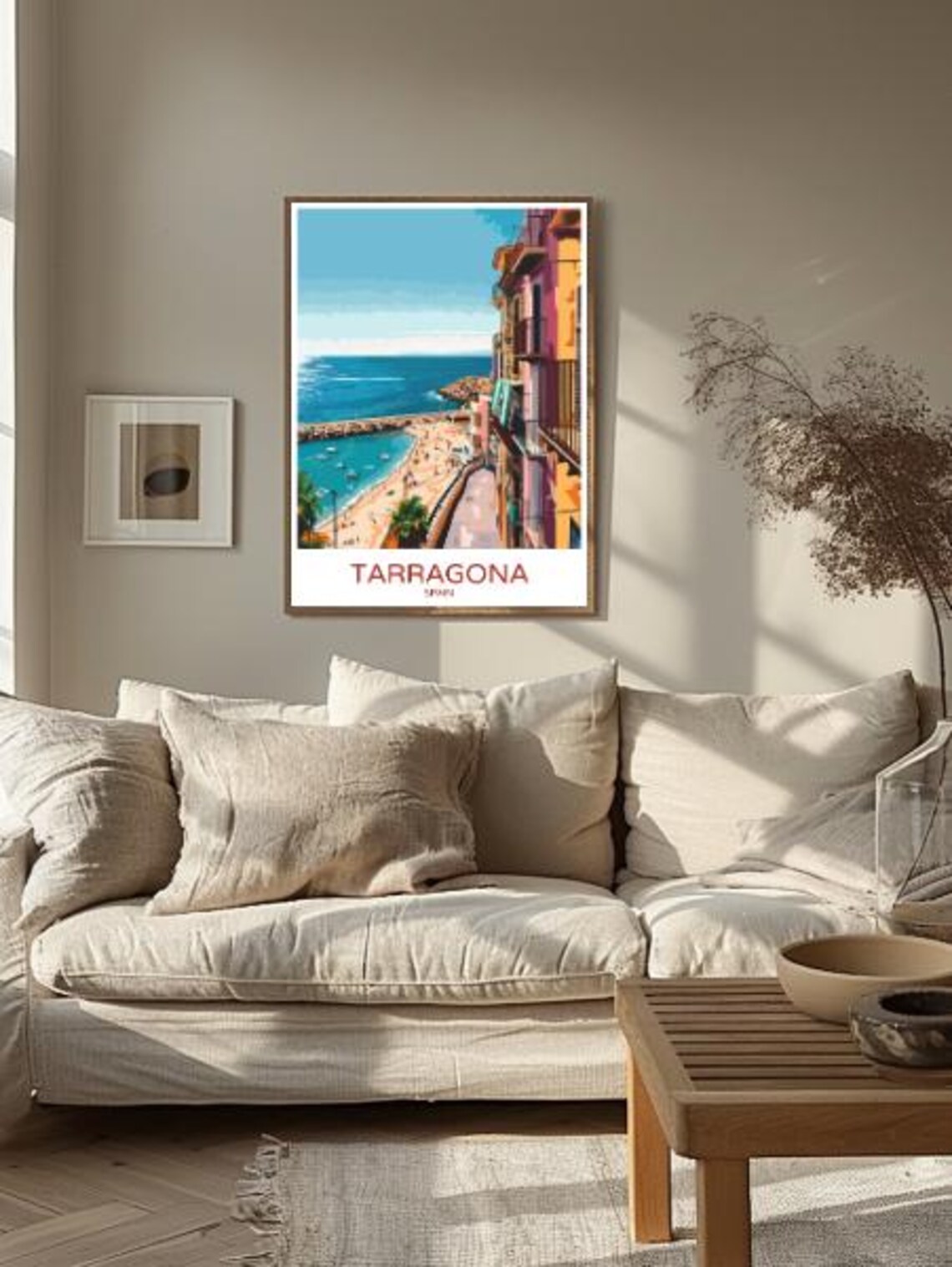 Tarragona Spain Travel Poster Vibrant Beach and Colorful Buildings - Image 2