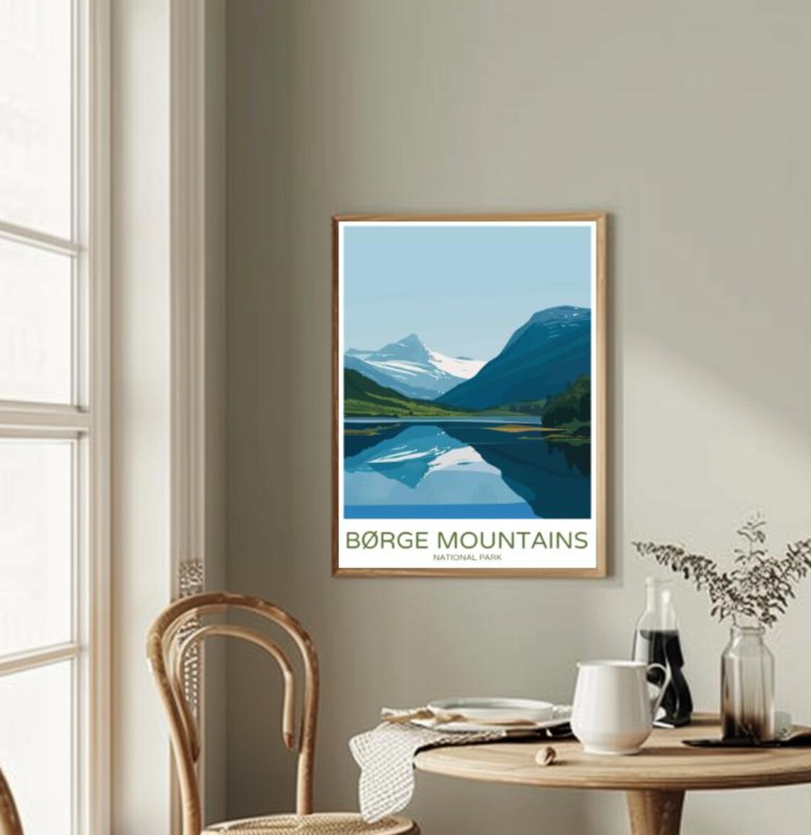 Børge Mountains National Park Norway Snowy Peak Travel Poster - Image 2