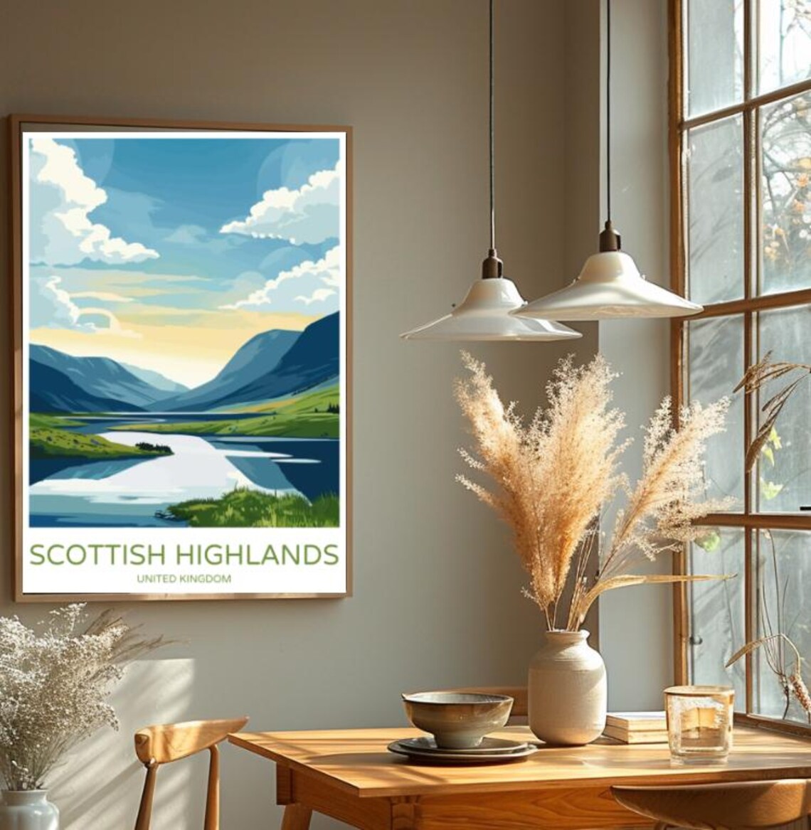 Scottish Highlands United Kingdom Scenic Loch Vintage Travel Poster - Image 2