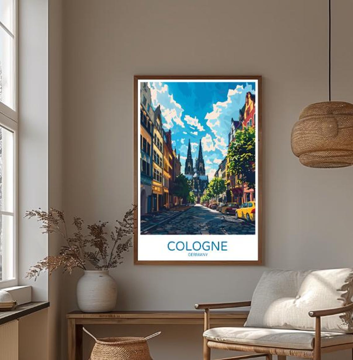 Cologne Germany Cathedral Twin Spires Old Town Street Poster - Image 3