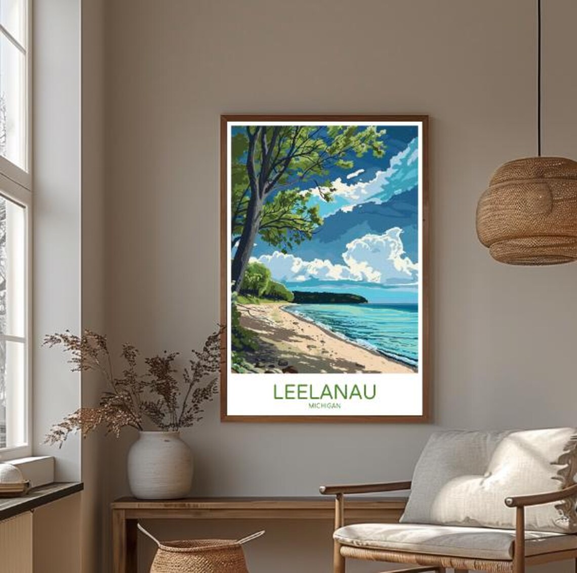 Leelanau Michigan Beach Vintage Travel Scenic Peninsula Wall Art - Image 3