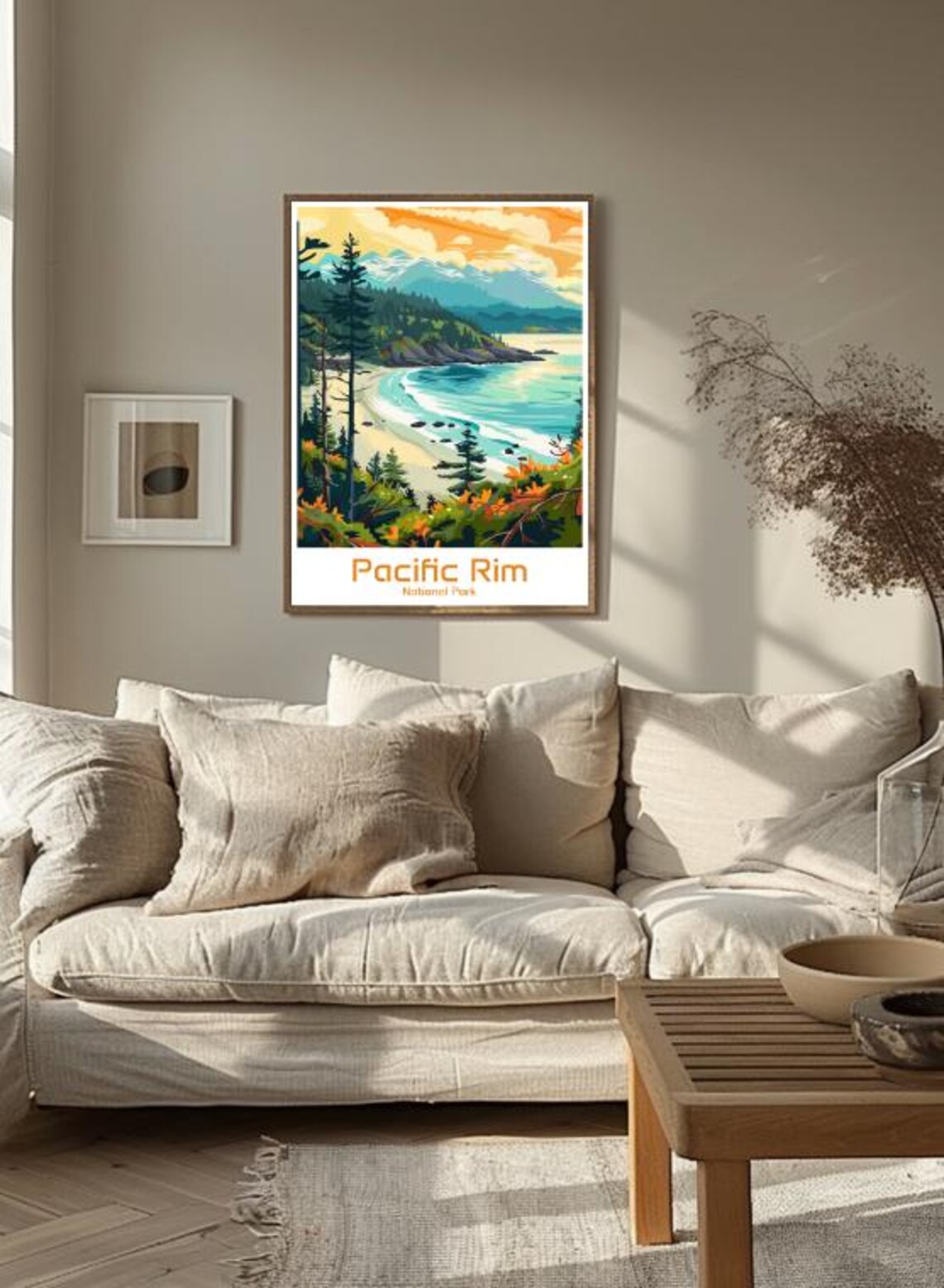 Pacific Rim National Park Poster Coastal Rainforest Cove Sunset Vintage Art - Image 3
