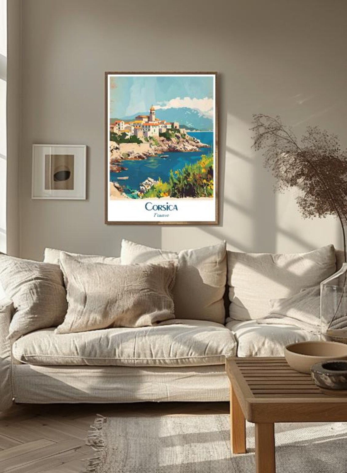 Corsica French Coastal Hill Town Rocky Bay Mediterranean Poster - Image 3