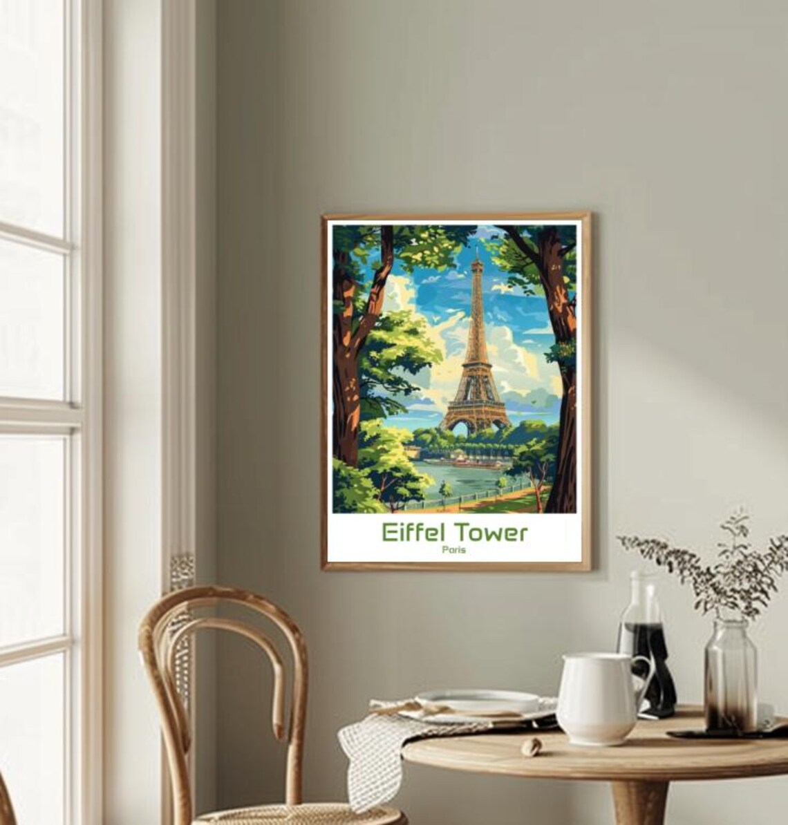 Eiffel Tower Paris France Vintage Travel Poster Cityscape Illustration - Image 2