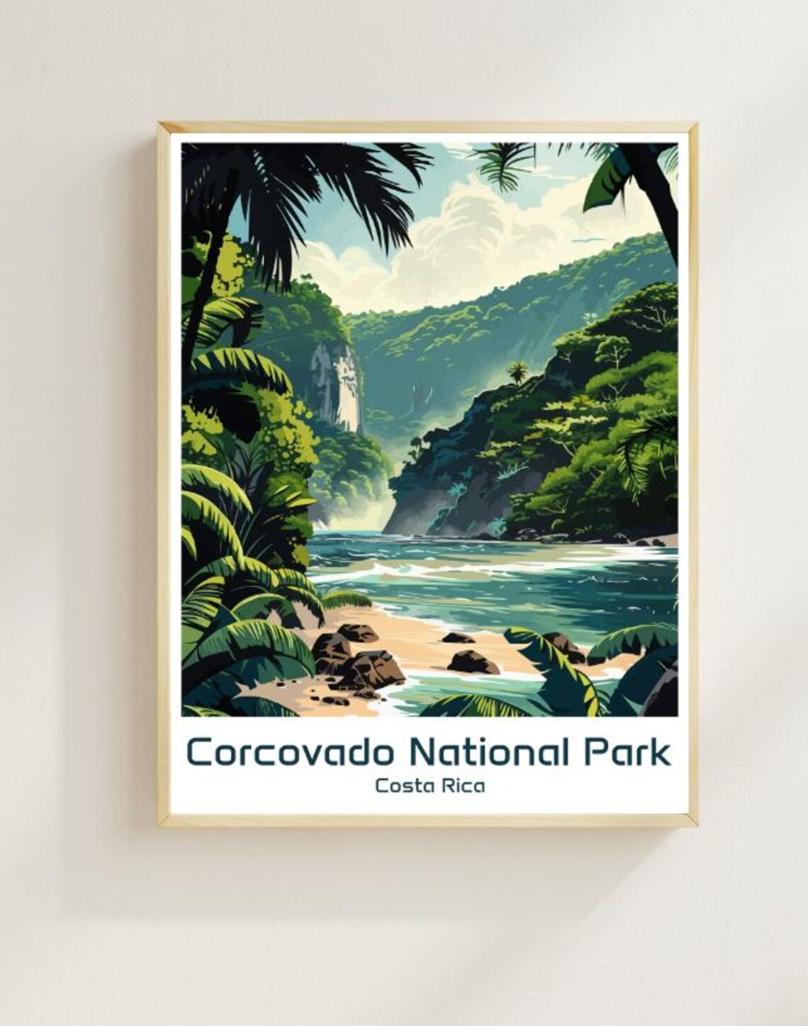 Corcovado National Park Travel Poster Lush Rainforest Wall Art Of Costa Rica Exotic Wildlife Nature Print For Tropical Home Decor
