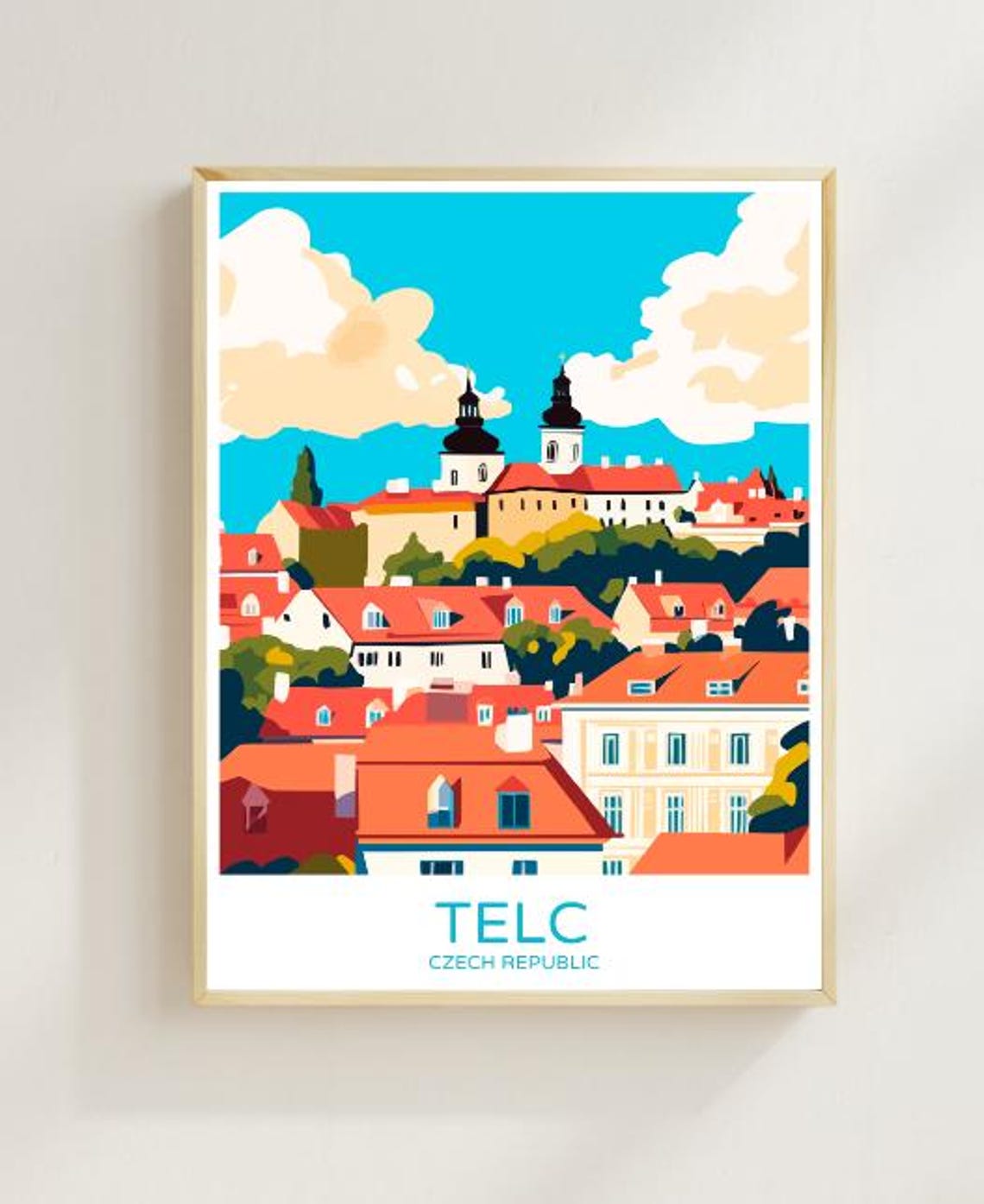 Telc Czech Republic Red Rooftop Castle Old Town Square Poster