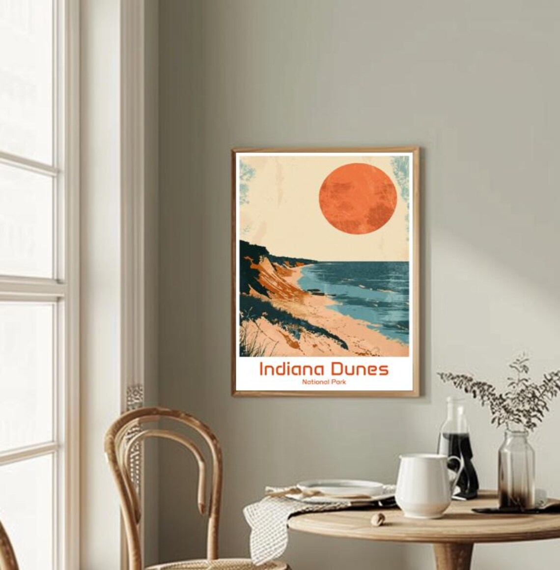 Indiana Dunes National Park Lake Shore Sunset Vintage Art Poster - Image 2
