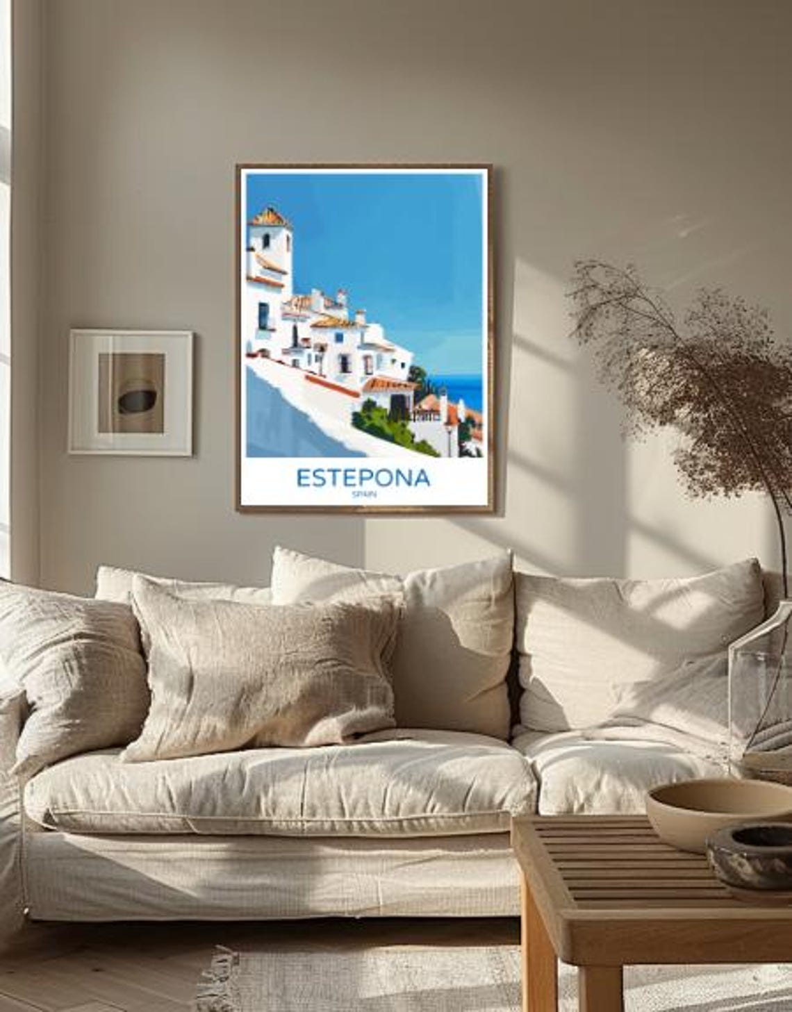 Estepona Spain Travel Poster White Village Hillside Sea View Decor - Image 2