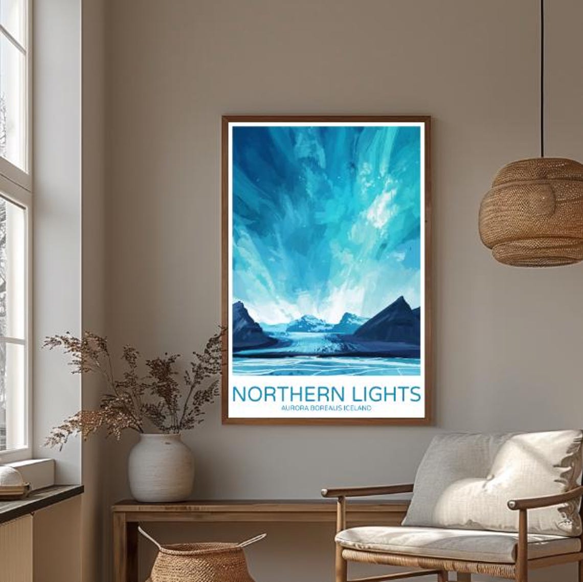 Northern Lights Aurora Borealis Iceland Night Sky Travel Poster - Image 3