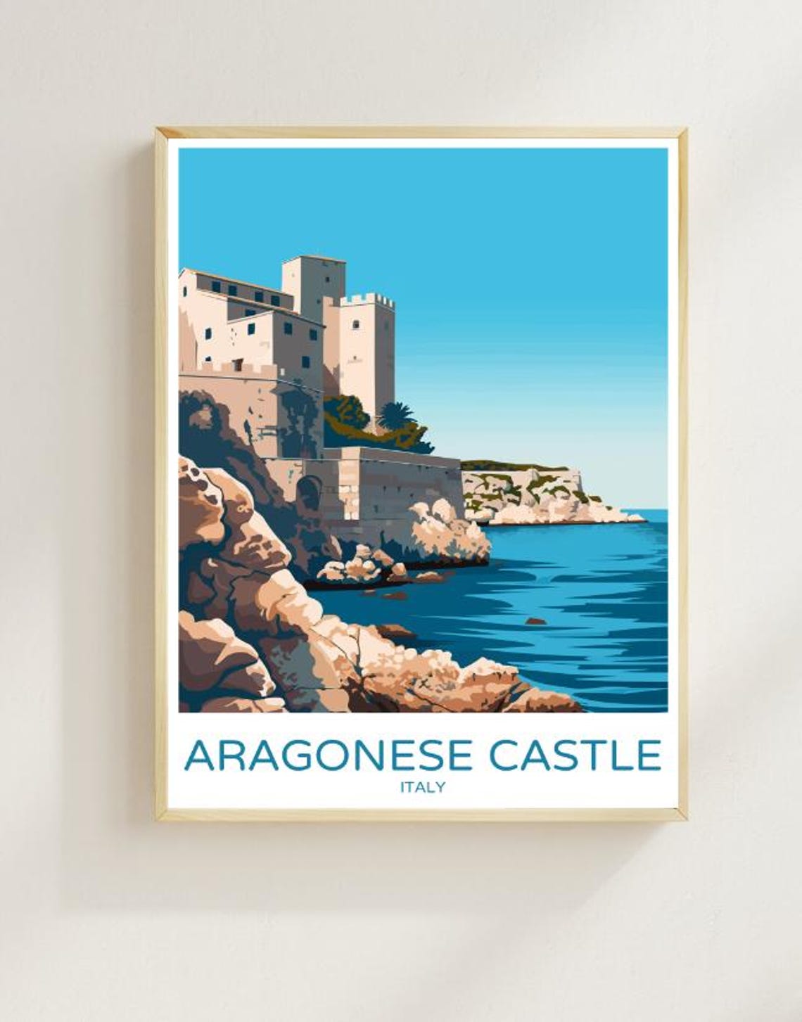 Aragonese Castle Ischia Italy Seaside Fortress Travel Poster