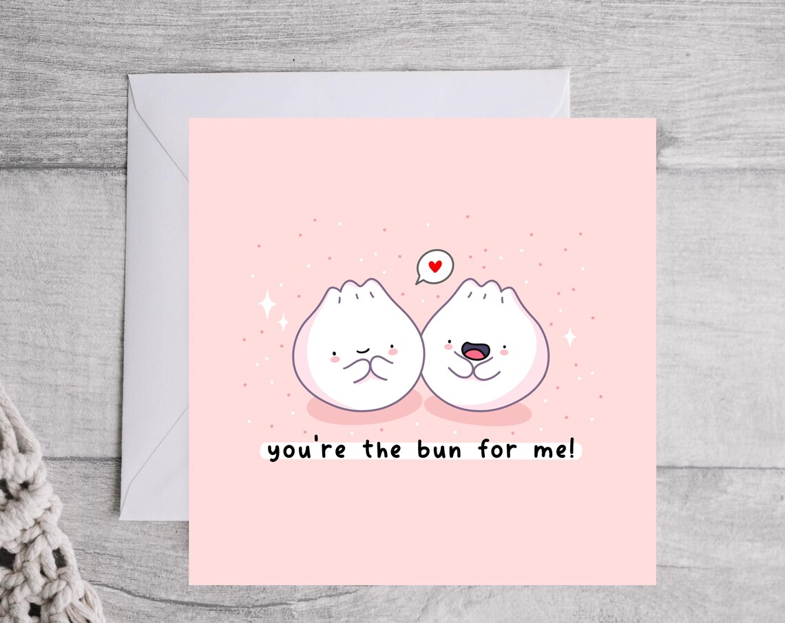 Kawaii You Are the Bun for Me Bao Dumpling Pun Love Art Print - Image 4