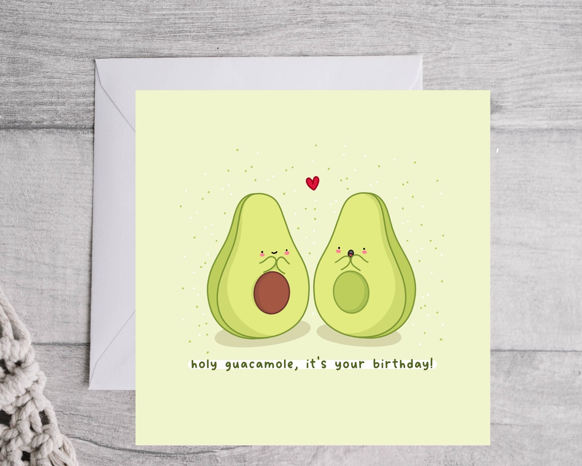 Holy Guacamole It's Your Birthday Cute Avocado Pun Card Poster - Image 4