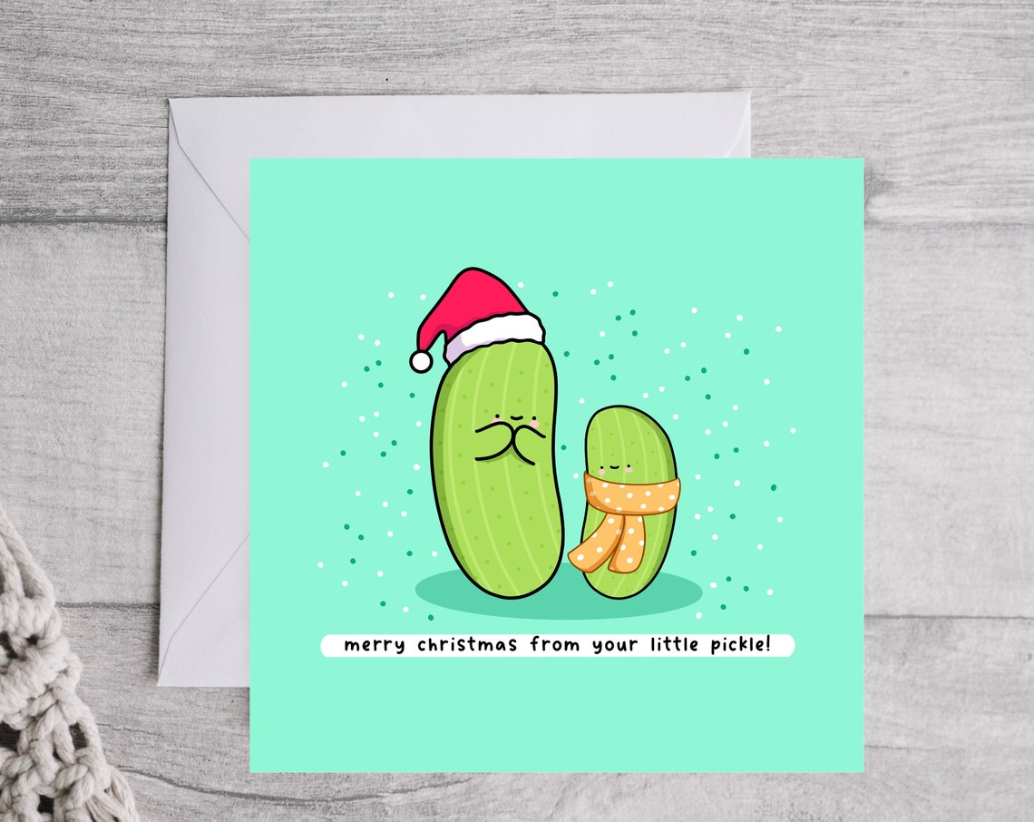 Merry Christmas From Your Little Pickle Kawaii Pickle Pair Poster - Image 4
