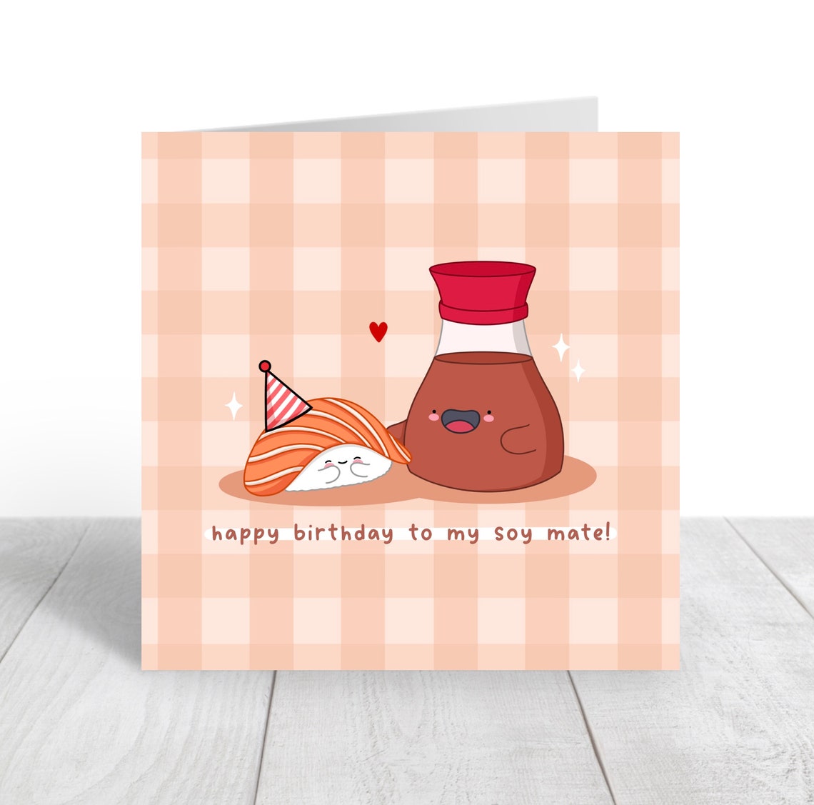 Kawaii Sushi Soy Sauce Bottle Happy Birthday Soy Mate Wall Art - Image 4