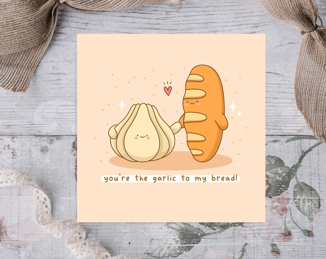 Kawaii You Are the Garlic to My Bread Baguette Pun Love Art Print - Image 3