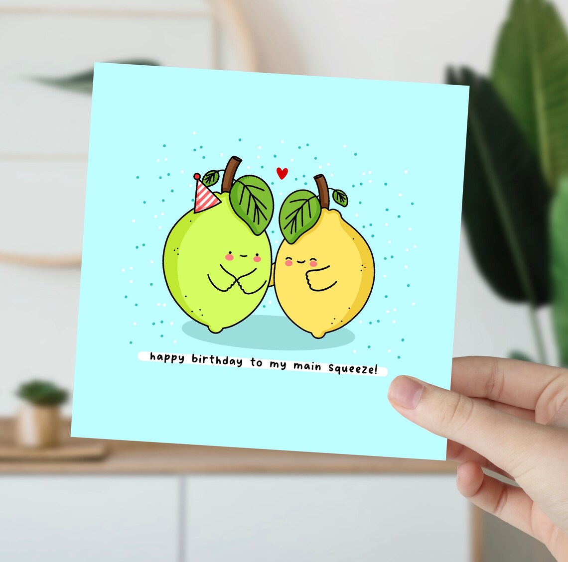 Kawaii Lemon Lime Birthday Pun Poster Main Squeeze Party Hat - Image 5