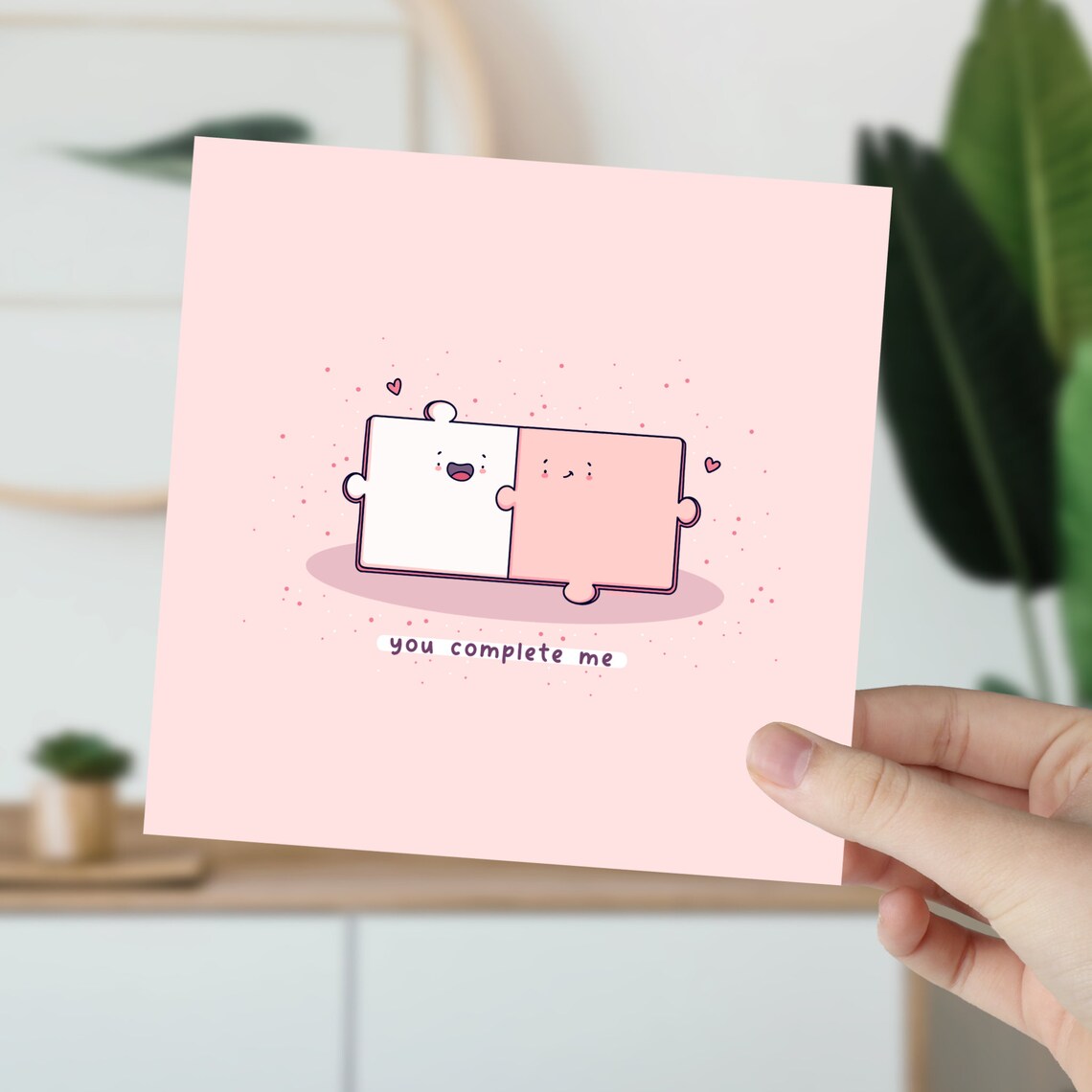 You Complete Me Sweet Puzzle Pieces Kawaii Love Card Art Poster - Image 5