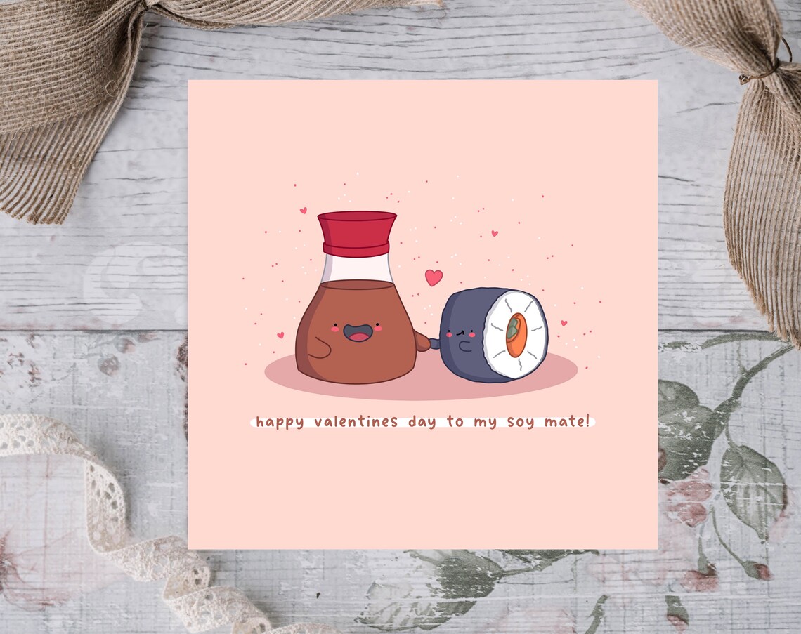 Happy Valentine's Day to My Soy Mate Kawaii Sushi Card Poster - Image 2