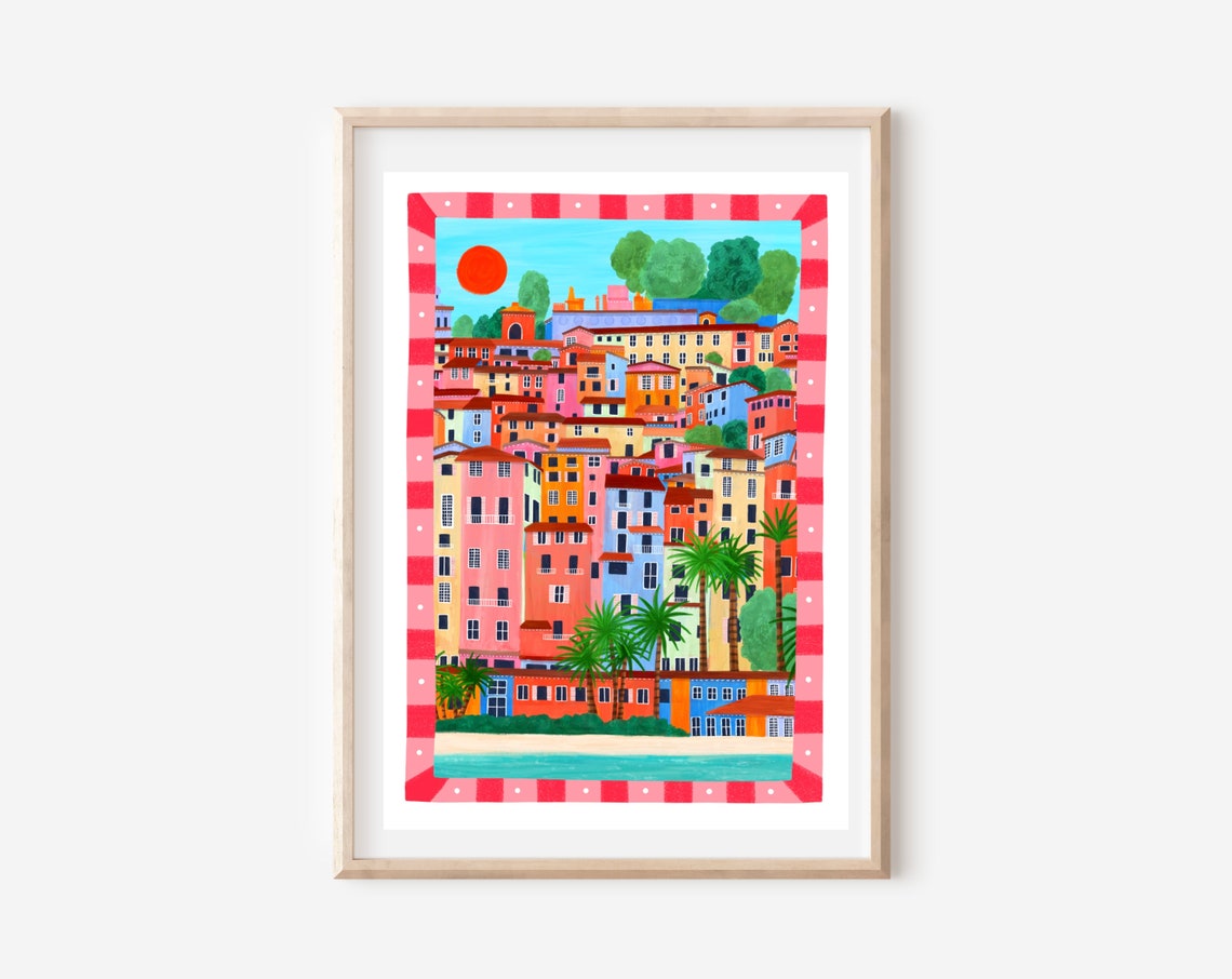 French Riviera Art Print Menton Art Print France Wall Art Travel Print Travel Poster France Art Print - Image 5
