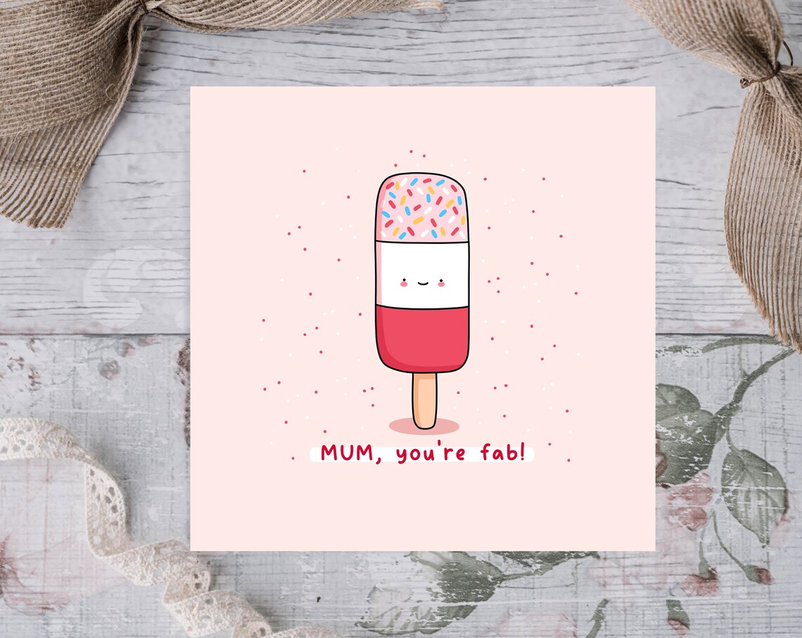 Mum Youre Fab Kawaii Fab Ice Lolly Mothers Day Card Gift Poster - Image 2