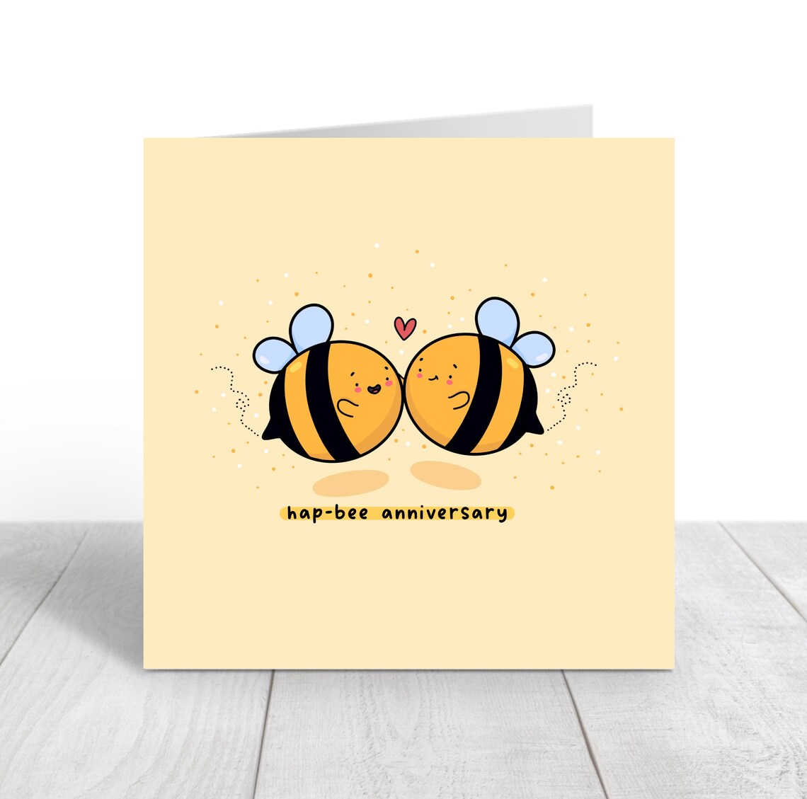 Bumble Bee Anniversary Card, Kawaii Love Print - Image 4