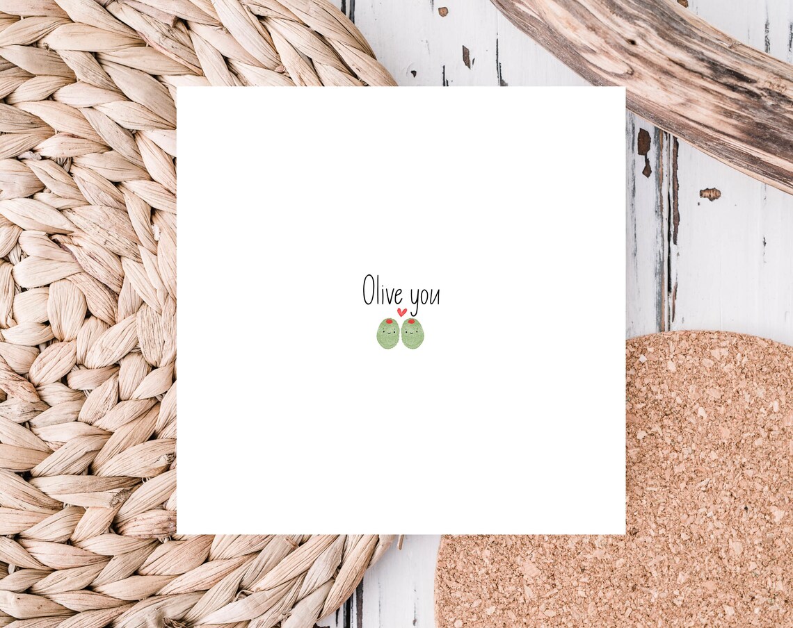 Olive You Adorable Pun Love Card For Anniversary Valentine Wall Art - Image 2