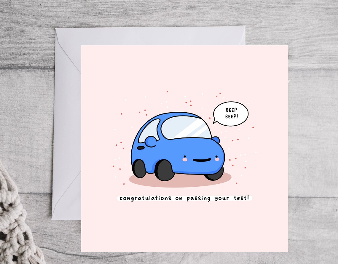 Beep Beep Blue Car Congratulations On Passing Your Test Print - Image 3
