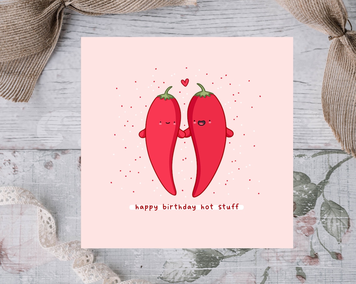 Happy Birthday Hot Stuff Card Funny Pun Birthday Card Punny Love Card - Image 3
