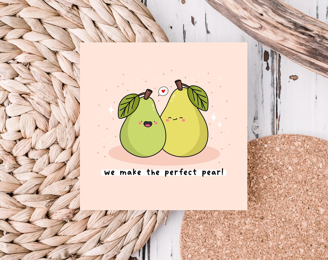 Kawaii We Make the Perfect Pear Hugging Pair Pun Love Art Print - Image 5