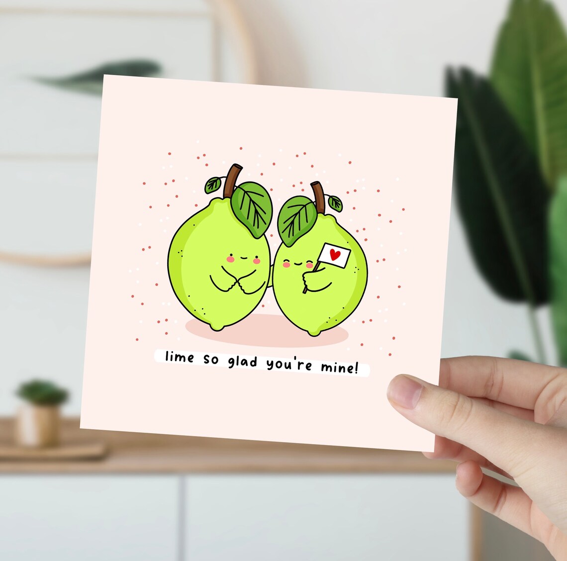 Kawaii Lime Pair Heart Flag Lime So Glad Youre Mine Wall Art - Image 6