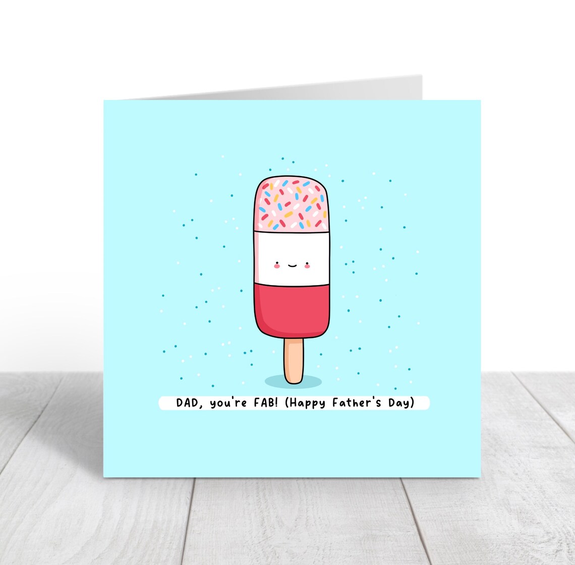 Kawaii Fab Ice Lolly Fathers Day Pun Poster with Dad Youre Fab - Image 4