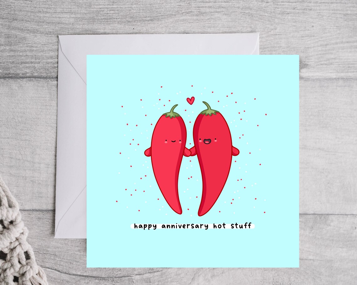 Happy Anniversary Hot Stuff Card Funny Pun Anniversary Card Punny Love Card Card For Partner - Image 3