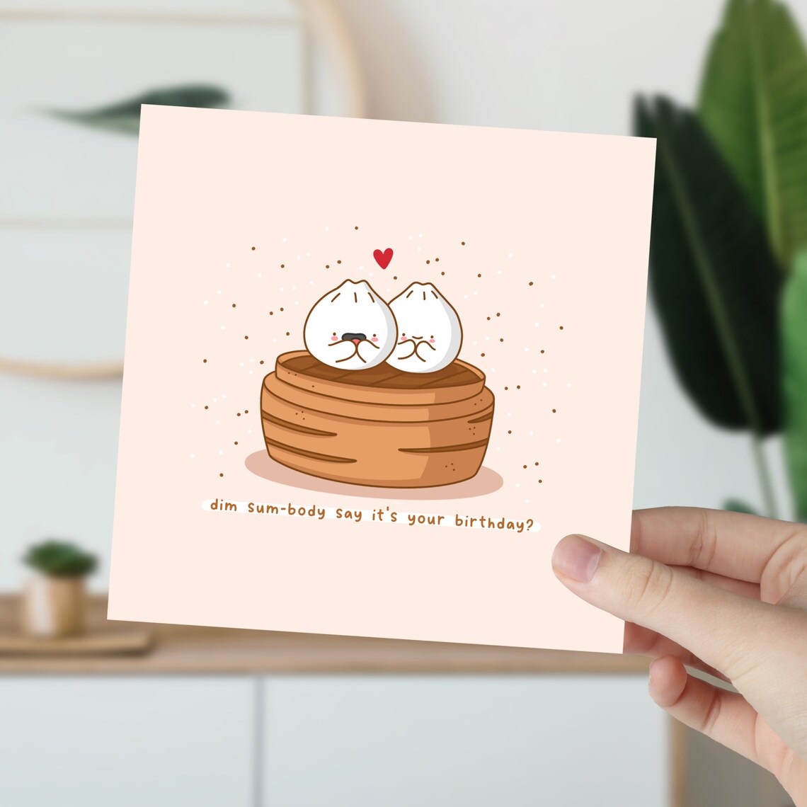 Bao Buns in Bamboo Steamer Dim Sum Birthday Card Cute Kawaii Print - Image 5