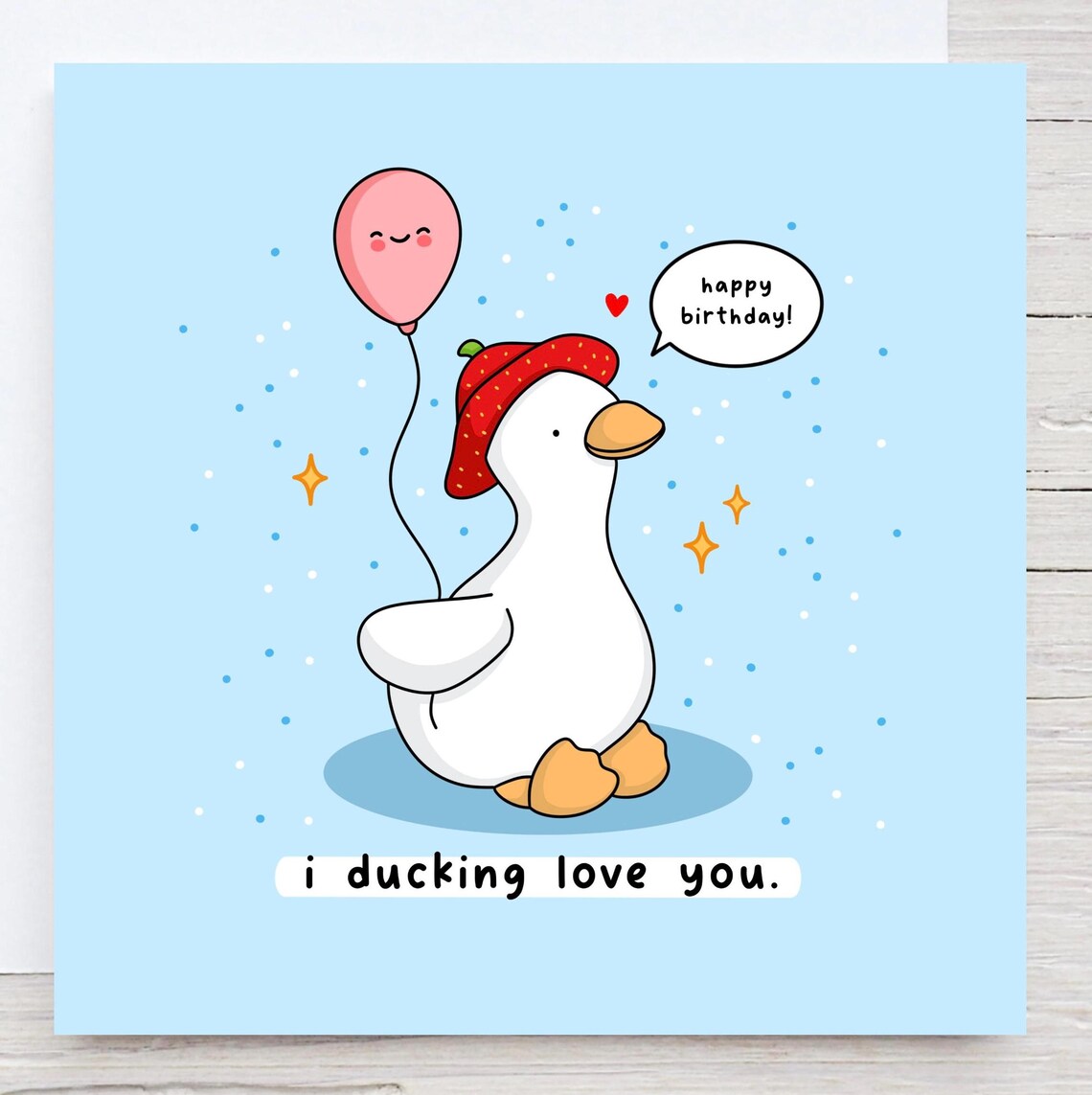 Funny Kawaii Duck Pun I Ducking Love You Happy Birthday Poster