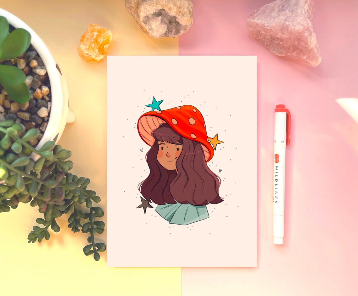 Mushroom Girl Cottagecore Art Print, Toadstool - Image 4