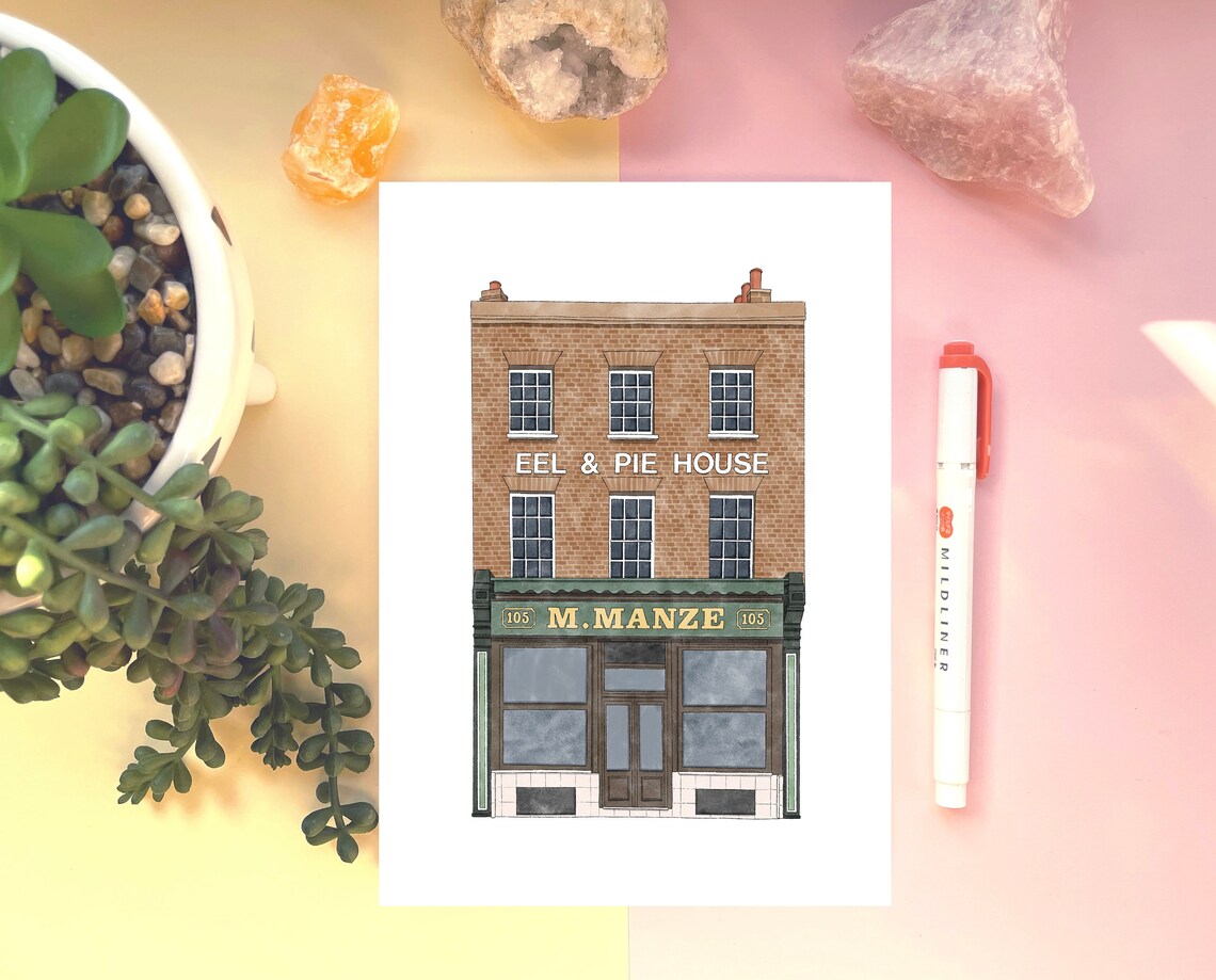 M Manze Eel and Pie House South London Shop Front Decor Art Print - Image 2