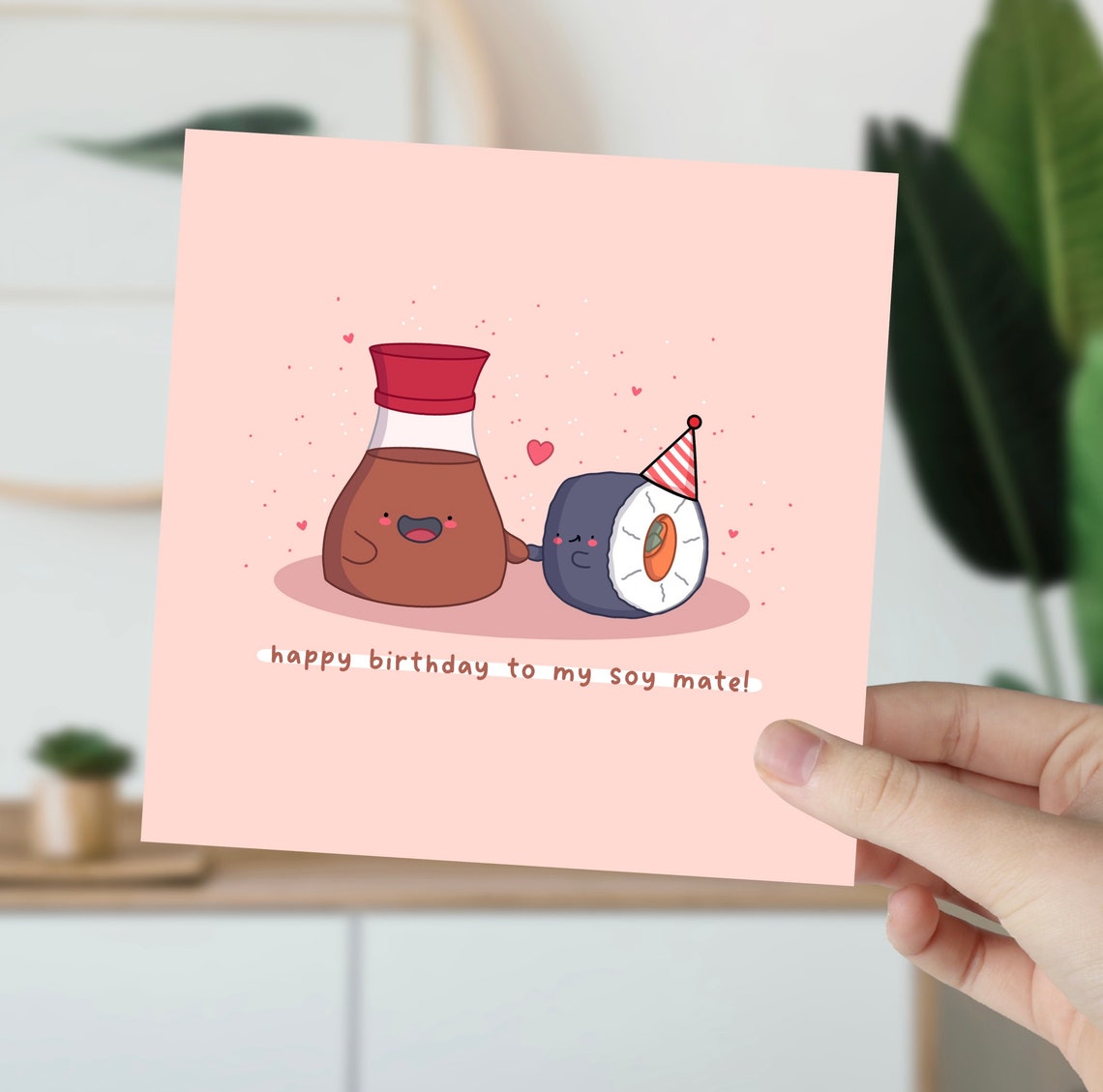 Soy Sauce and Sushi Roll Soy Mate Birthday Card Kawaii Print - Image 5