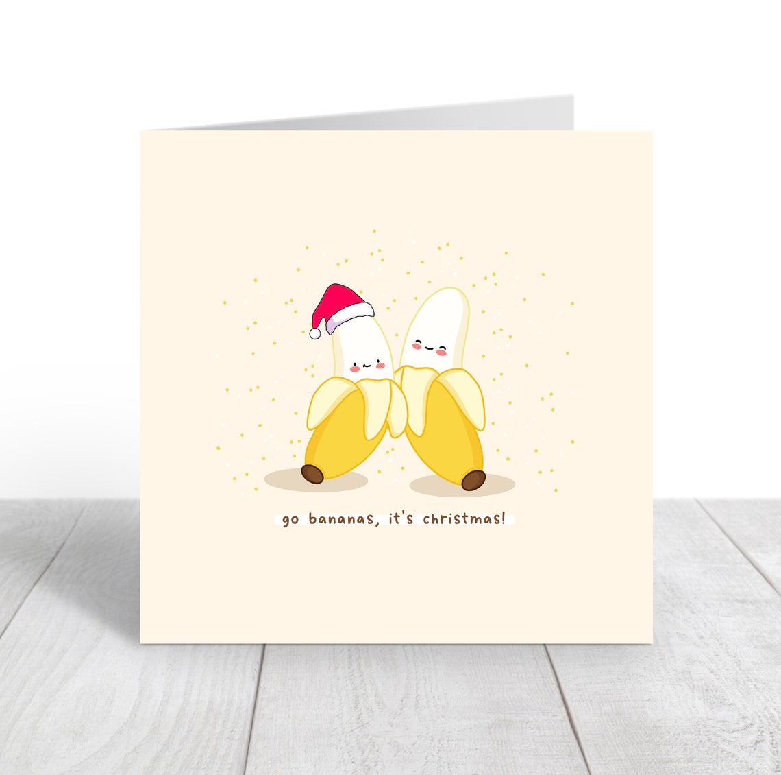 Go Bananas It's Christmas Kawaii Banana Pair Santa Hat Poster - Image 4