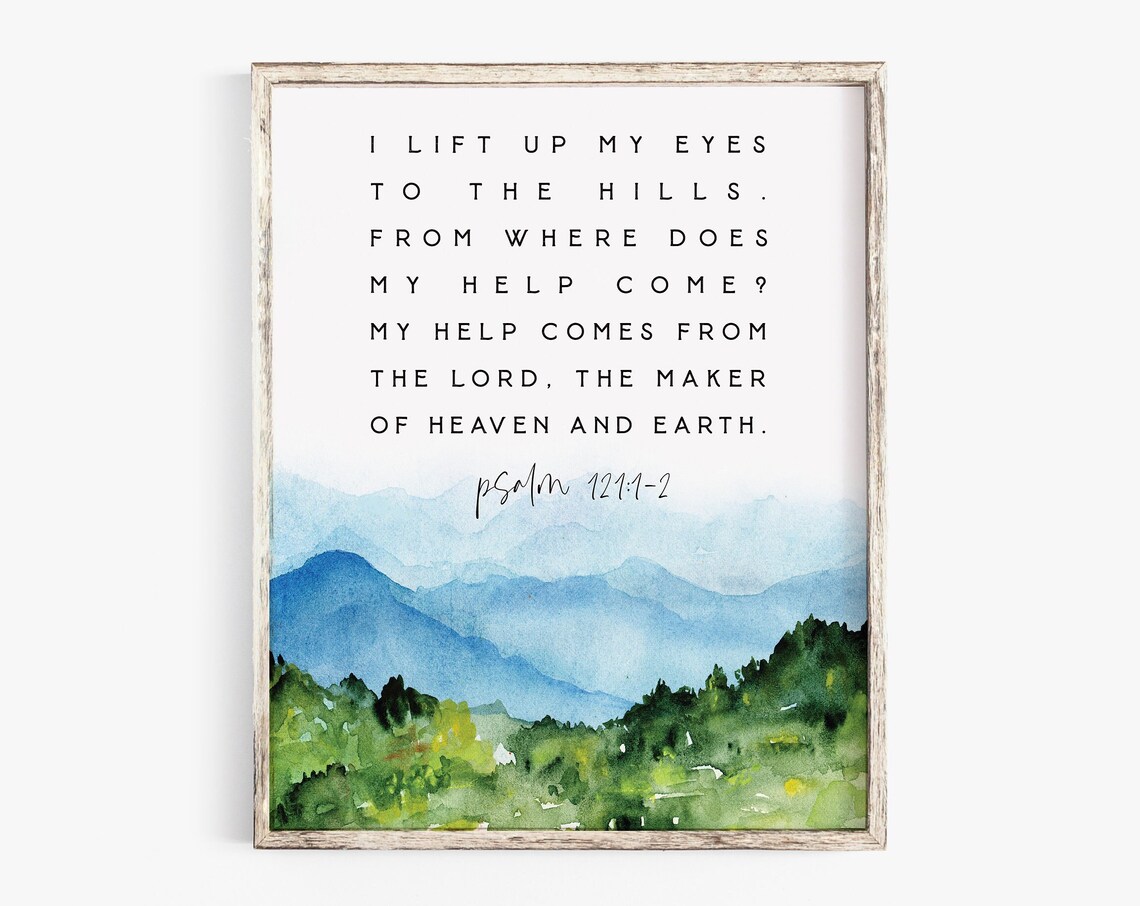 Psalm 121 Bible Verse Poster, Christian Wall Art
