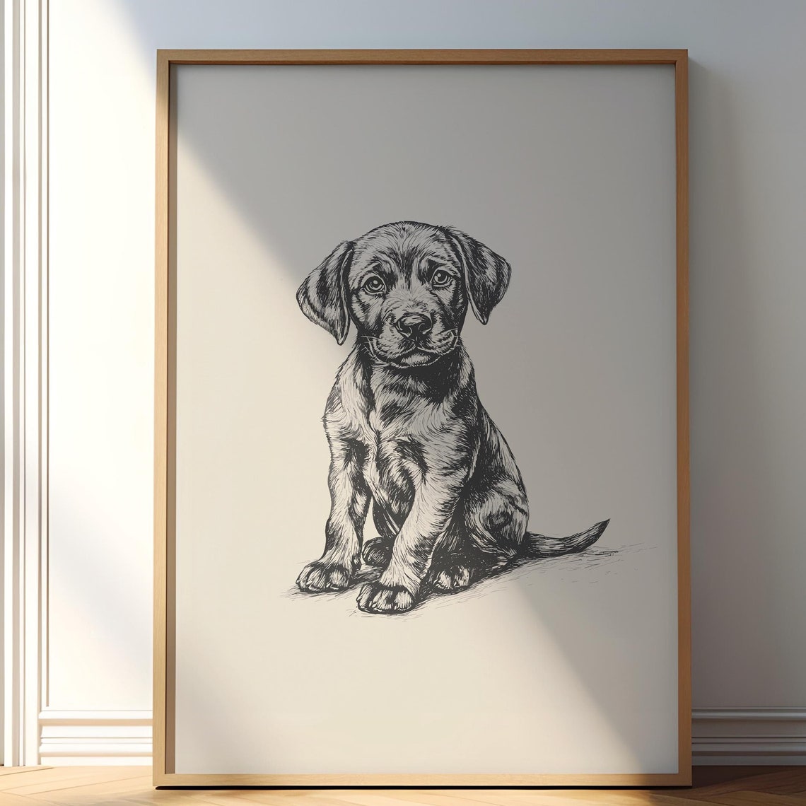 Puppy Vintage Poster Labrador Retriever Dog Print Dog Wall Art Antique Vintage Painting Country Wall Art Dog Drawing Farmhouse Decor