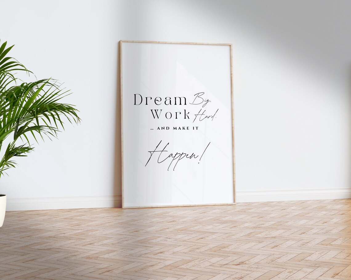 Dream Big Work Hard and Make It Happen Motivational Quote Poster - Image 2