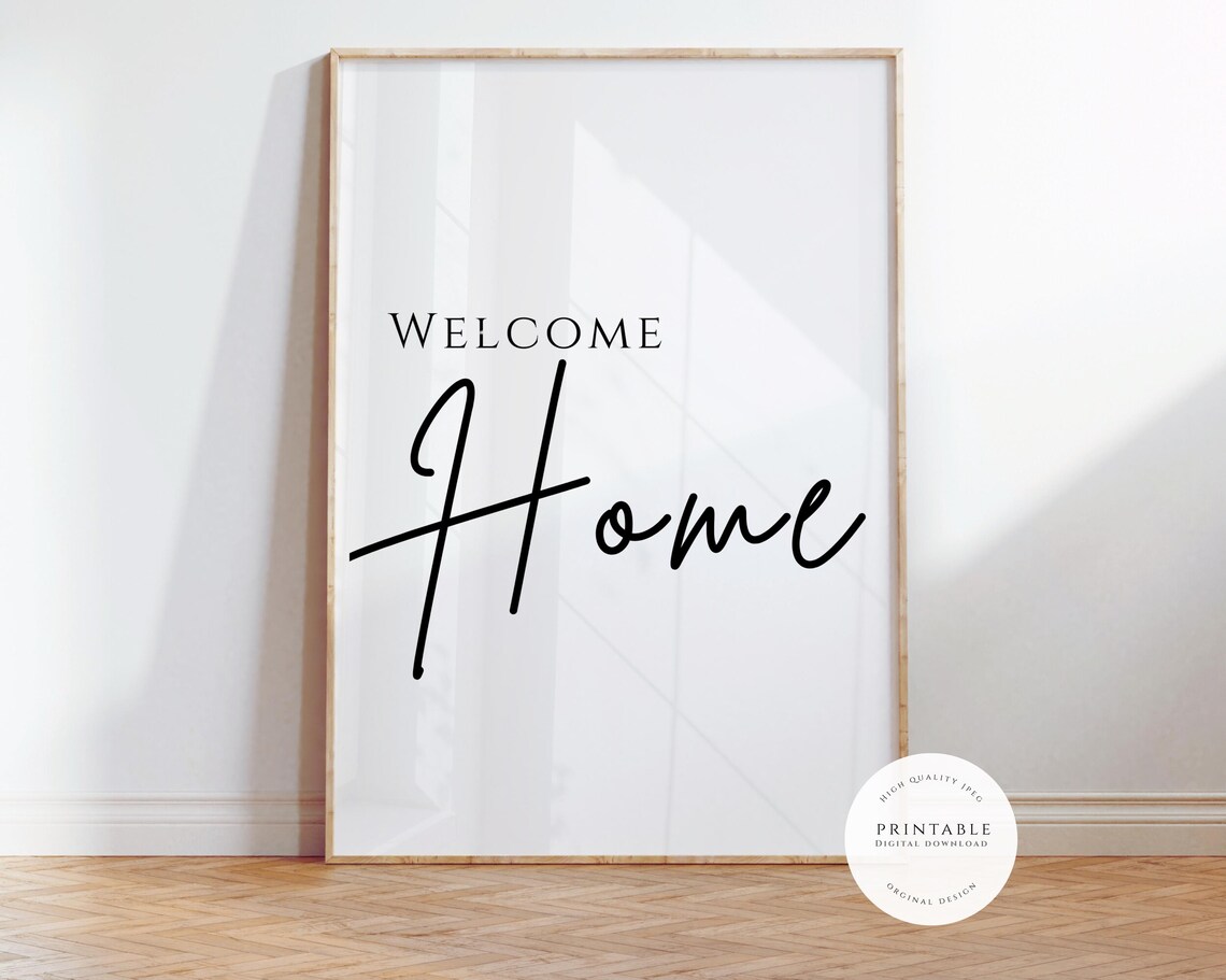 Welcome Home Elegant Script Typography Entryway Wall Quote Poster