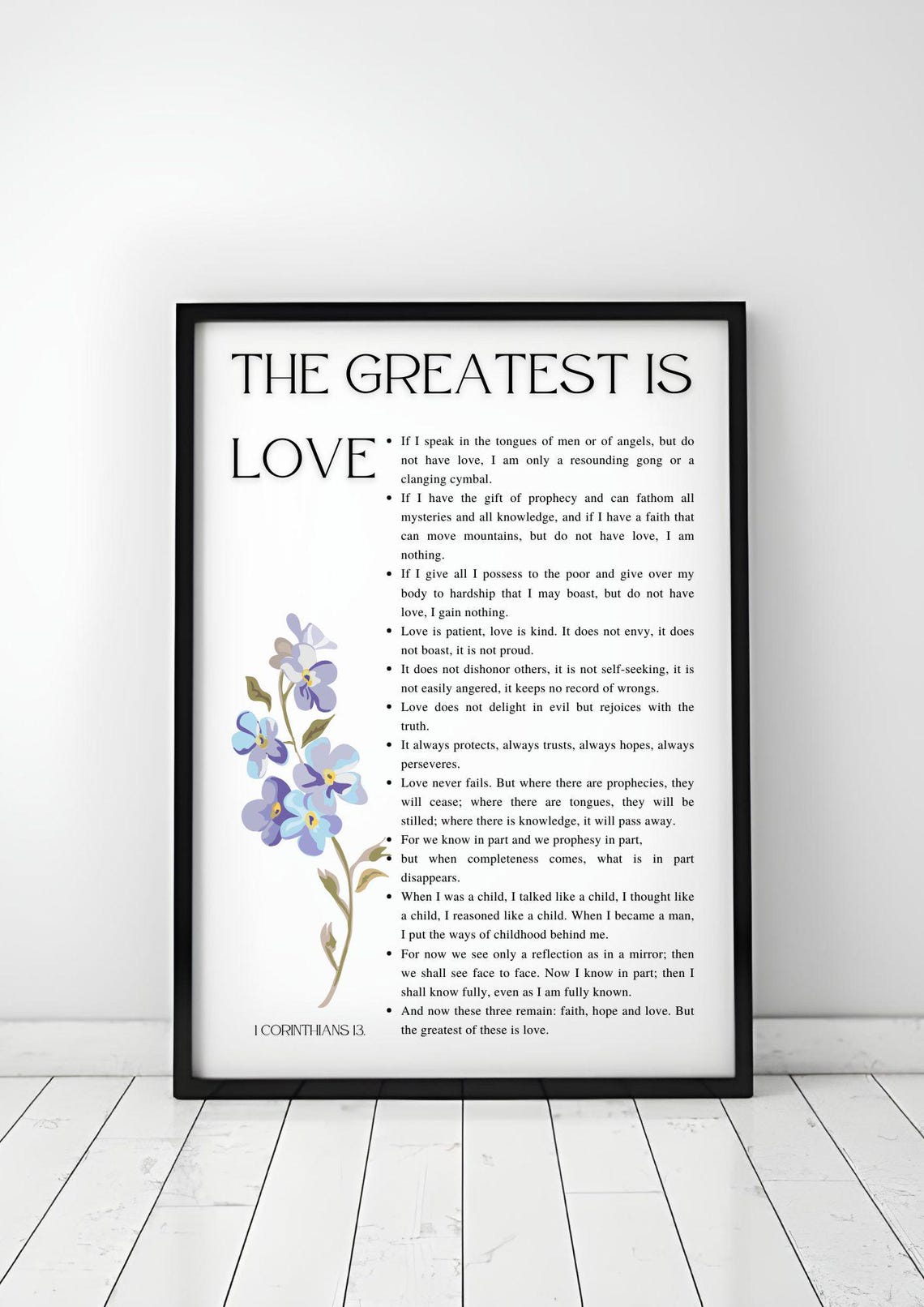 Love Is Patient And Kind Bible Scripture Wall Art Floral Vintage Christian Wall Prints Bible Verse 1 Corinthians 13 Art