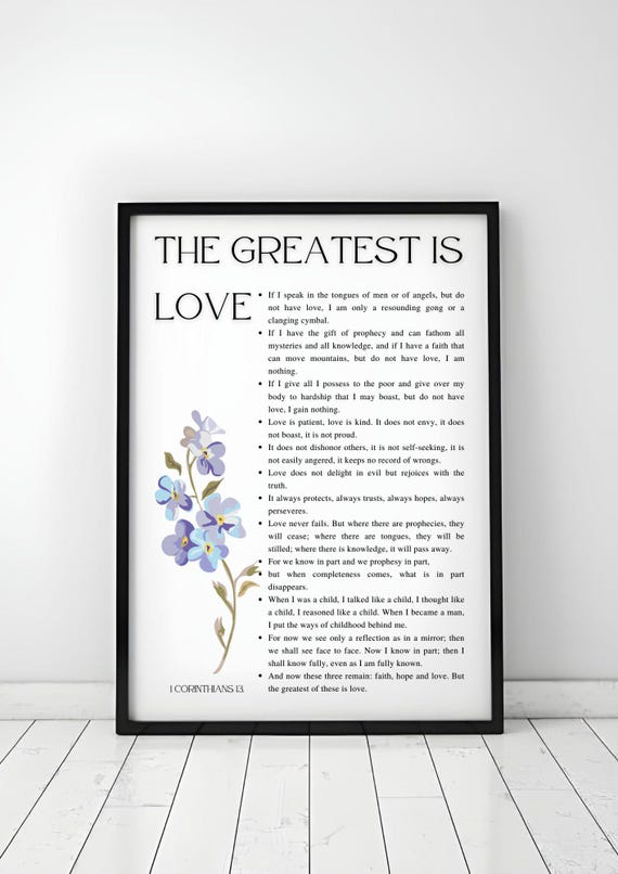 Love Is Patient And Kind Bible Scripture Wall Art Floral Vintage Christian Wall Prints Bible Verse 1 Corinthians 13 Art