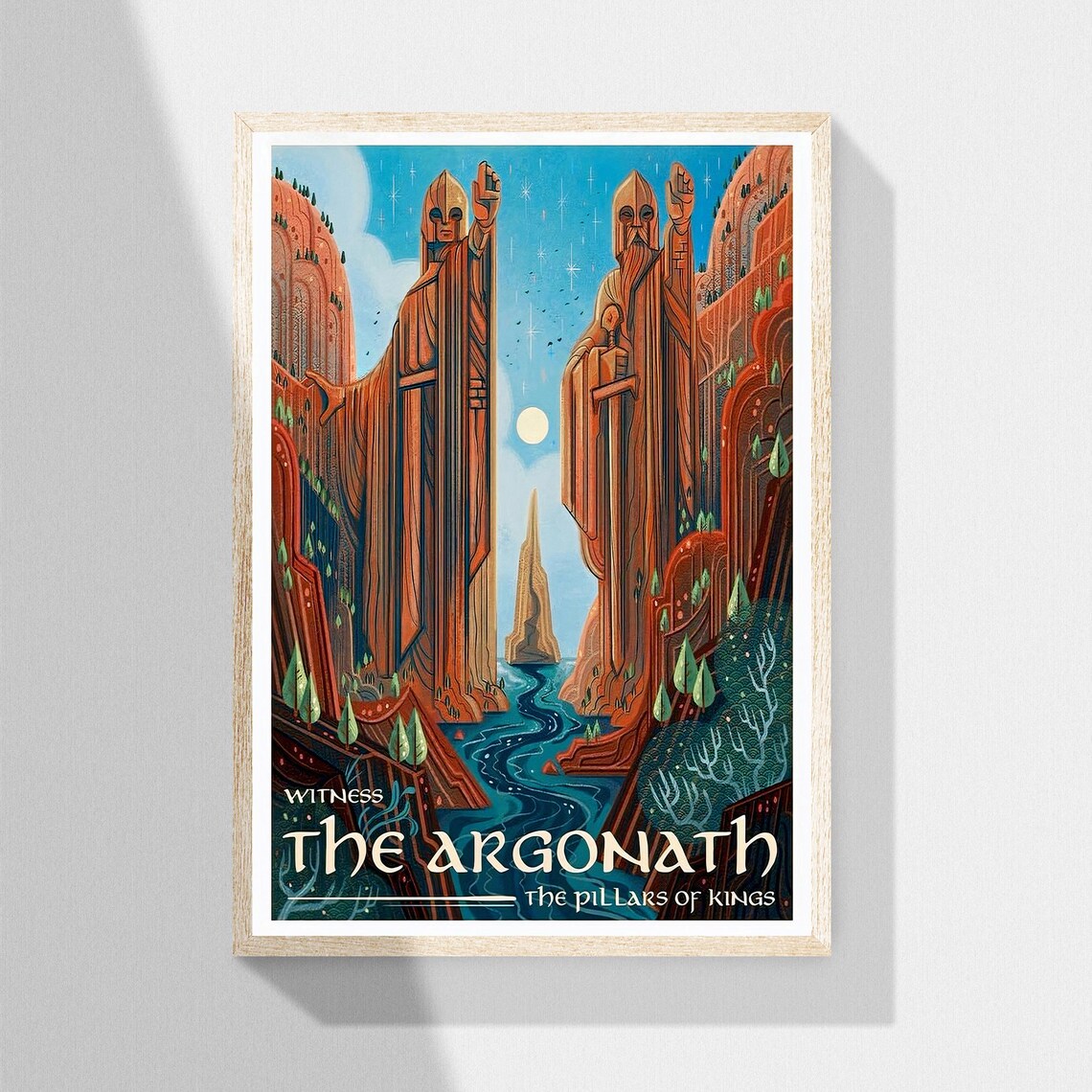 Argonath Travel Fantasy Rings Poster Print